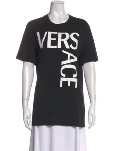 Pre-owned Versace Graphic Print Crew Neck T-shirt In Black