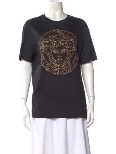 Pre-owned Versace Graphic Print Crew Neck T-shirt In Black
