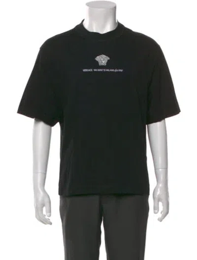 Pre-owned Versace Graphic Print Crew Neck T-shirt In Black