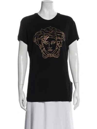 Pre-owned Versace Graphic Print Crew Neck T-shirt In Black