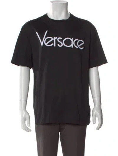 Pre-owned Versace Graphic Print Crew Neck T-shirt In Black