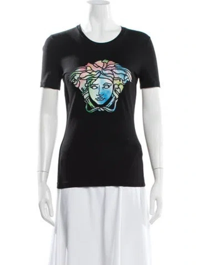 Pre-owned Versace Graphic Print Crew Neck T-shirt In Black