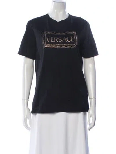 Pre-owned Versace Graphic Print Crew Neck T-shirt In Black