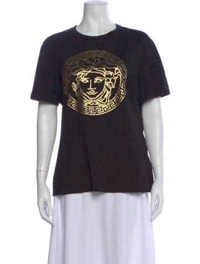 Pre-owned Versace Graphic Print Crew Neck T-shirt In Black