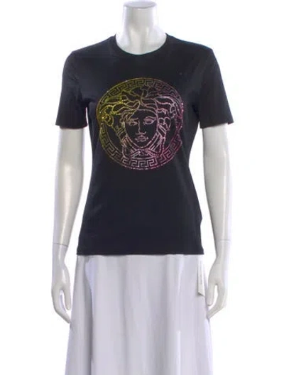 Pre-owned Versace Graphic Print Crew Neck T-shirt In Black