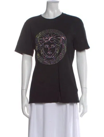 Pre-owned Versace Graphic Print Crew Neck T-shirt In Black