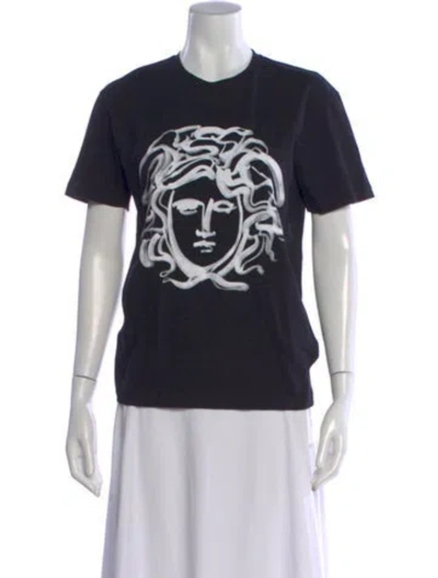 Pre-owned Versace Graphic Print Crew Neck T-shirt In Black