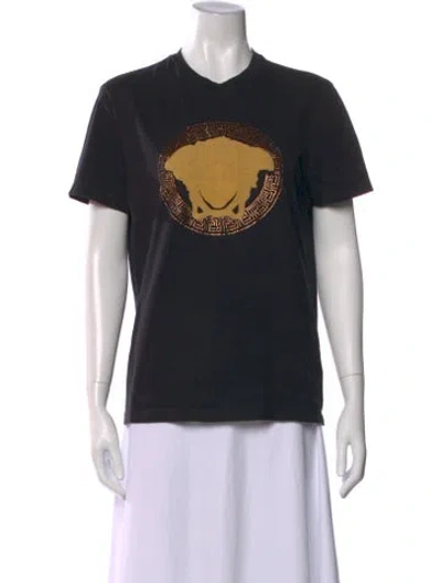 Pre-owned Versace Graphic Print Crew Neck T-shirt In Black
