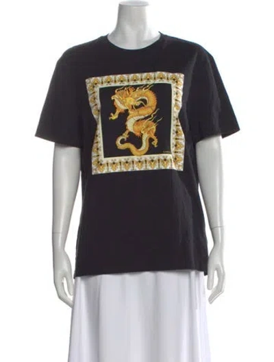 Pre-owned Versace Graphic Print Crew Neck T-shirt In Black