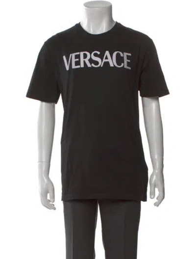 Pre-owned Versace Graphic Print Crew Neck T-shirt In Black