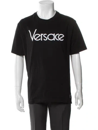 Pre-owned Versace Graphic Print Crew Neck T-shirt In Black