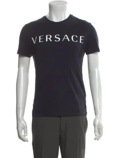 Pre-owned Versace Graphic Print Crew Neck T-shirt In Black