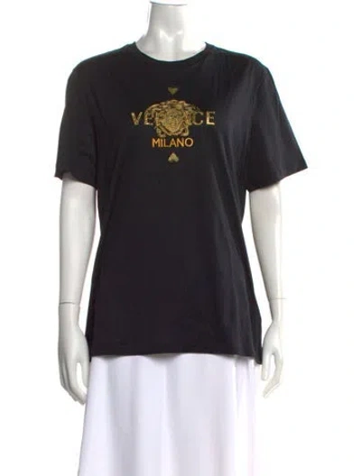 Pre-owned Versace Graphic Print Crew Neck T-shirt In Black