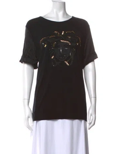 Pre-owned Versace Graphic Print Crew Neck T-shirt In Black