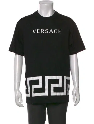 Pre-owned Versace Graphic Print Crew Neck T-shirt In Black