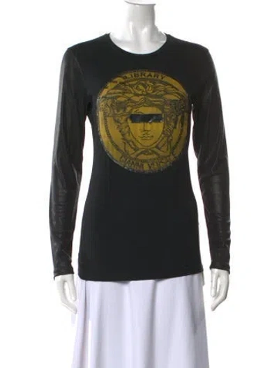 Pre-owned Versace Graphic Print Crew Neck T-shirt In Black
