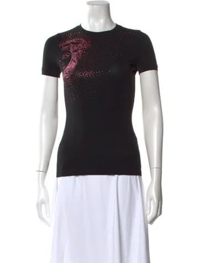 Pre-owned Versace Graphic Print Crew Neck T-shirt In Black