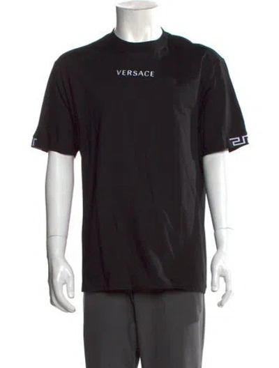 Pre-owned Versace Graphic Print Crew Neck T-shirt In Black