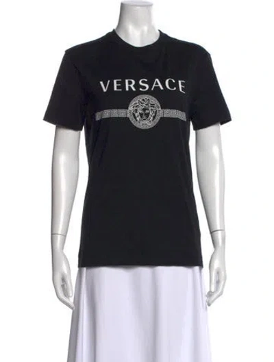 Pre-owned Versace Graphic Print Crew Neck T-shirt In Black