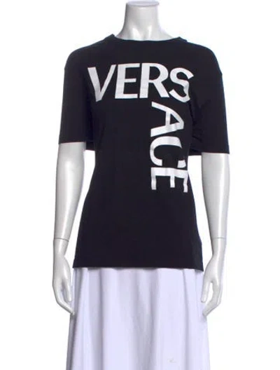 Pre-owned Versace Graphic Print Crew Neck T-shirt In Black