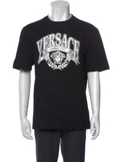 Pre-owned Versace Graphic Print Crew Neck T-shirt In Black