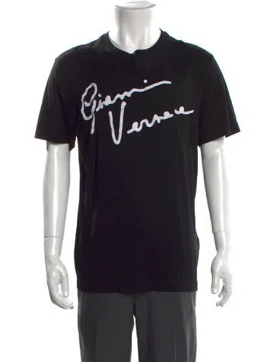 Pre-owned Versace Graphic Print Crew Neck T-shirt In Black