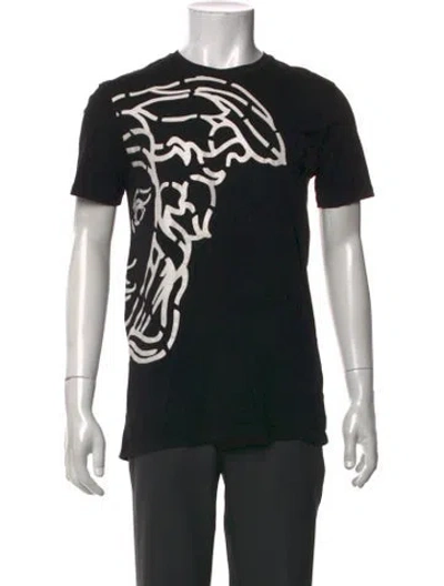 Pre-owned Versace Graphic Print Crew Neck T-shirt In Black