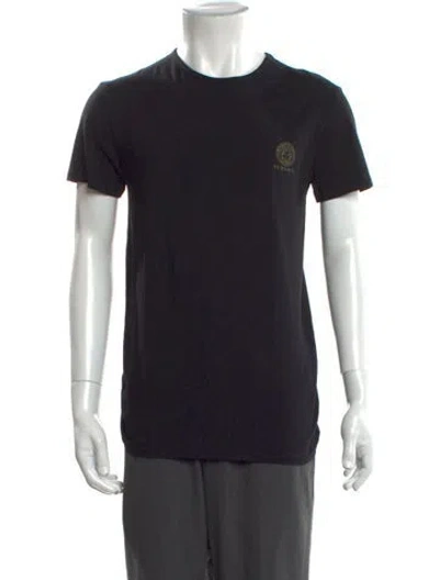 Pre-owned Versace Graphic Print Crew Neck T-shirt In Black