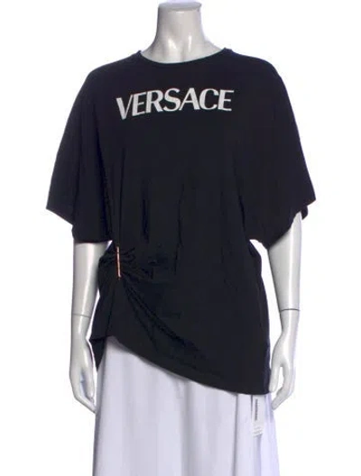 Pre-owned Versace Graphic Print Crew Neck T-shirt In Black