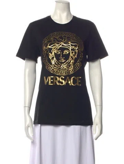 Pre-owned Versace Graphic Print Crew Neck T-shirt In Black