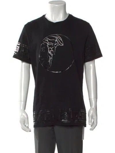 Pre-owned Versace Graphic Print Crew Neck T-shirt In Black