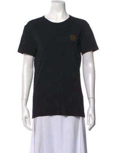 Pre-owned Versace Graphic Print Crew Neck T-shirt In Black