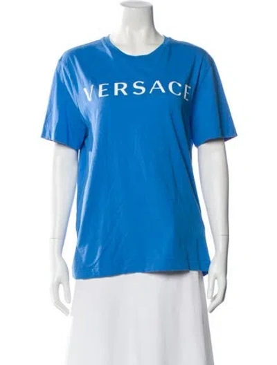 Pre-owned Versace Graphic Print Crew Neck T-shirt In Blue
