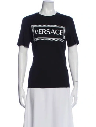 Pre-owned Versace Graphic Print Crew Neck T-shirt In Blue