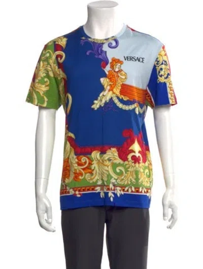 Pre-owned Versace Graphic Print Crew Neck T-shirt In Blue