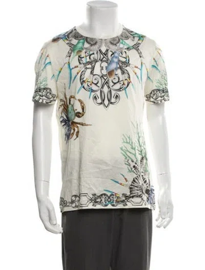 Pre-owned Versace Graphic Print Crew Neck T-shirt In Blue