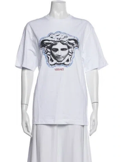 Pre-owned Versace Graphic Print Crew Neck T-shirt In Blue