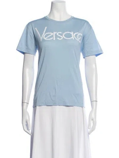 Pre-owned Versace Graphic Print Crew Neck T-shirt In Blue