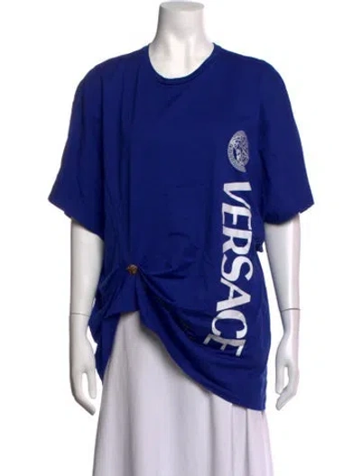 Pre-owned Versace Graphic Print Crew Neck T-shirt In Blue