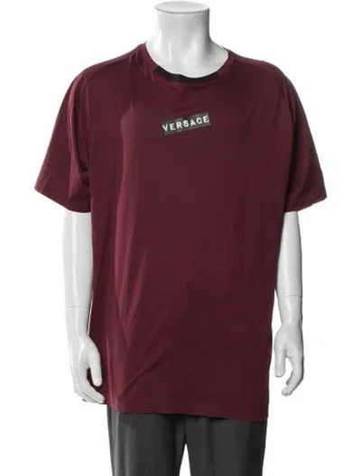 Pre-owned Versace Graphic Print Crew Neck T-shirt In Burgundy
