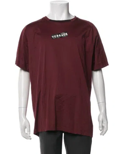 Pre-owned Versace Graphic Print Crew Neck T-shirt In Burgundy