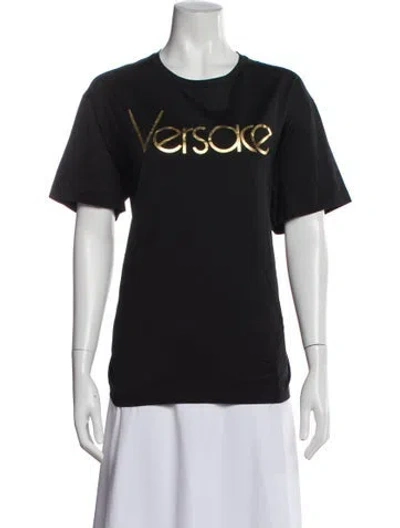 Pre-owned Versace Graphic Print Crew Neck T-shirt In Gray