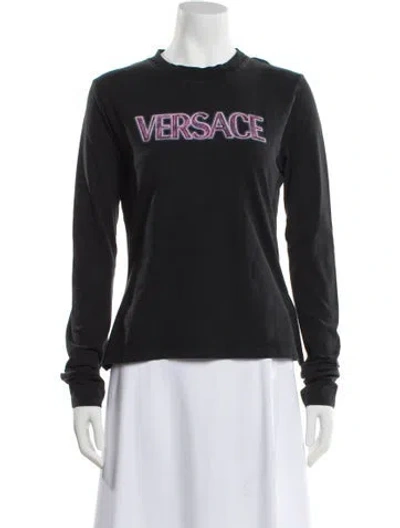 Pre-owned Versace Graphic Print Crew Neck T-shirt In Gray