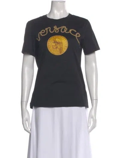 Pre-owned Versace Graphic Print Crew Neck T-shirt In Gray