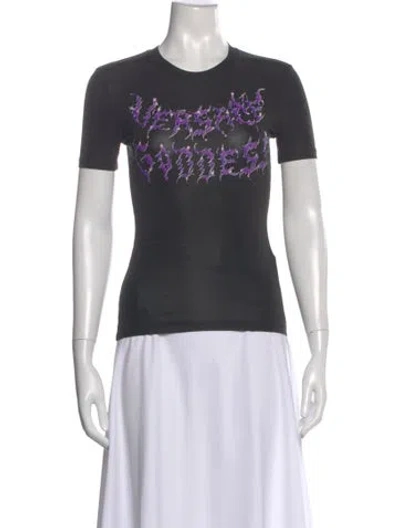 Pre-owned Versace Graphic Print Crew Neck T-shirt In Gray