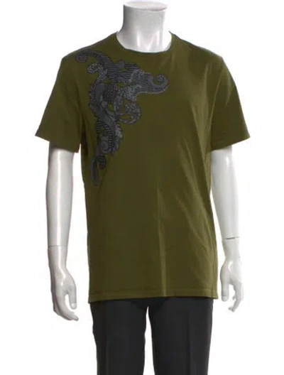 Pre-owned Versace Graphic Print Crew Neck T-shirt In Green