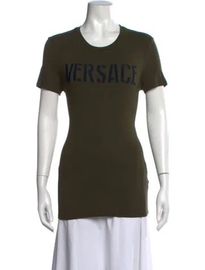 Pre-owned Versace Graphic Print Crew Neck T-shirt In Green