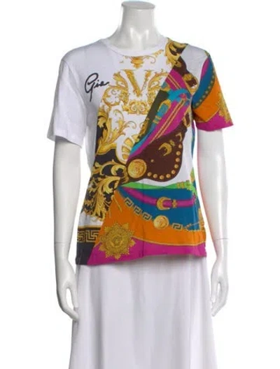 Pre-owned Versace Graphic Print Crew Neck T-shirt In Neutral