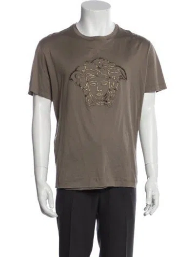 Pre-owned Versace Graphic Print Crew Neck T-shirt In Neutrals