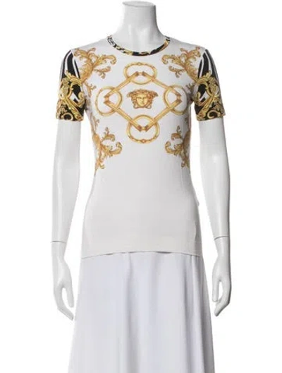 Pre-owned Versace Graphic Print Crew Neck T-shirt In Neutrals